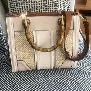 ALDO Cream and Tan Purse with Bamboo Handles